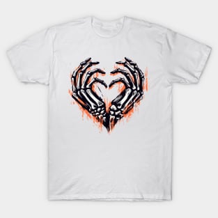 Skeleton Hands Heart Sign Halloween T-Shirt